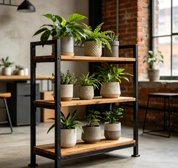 Industrial Metal Plant Stand Shelf