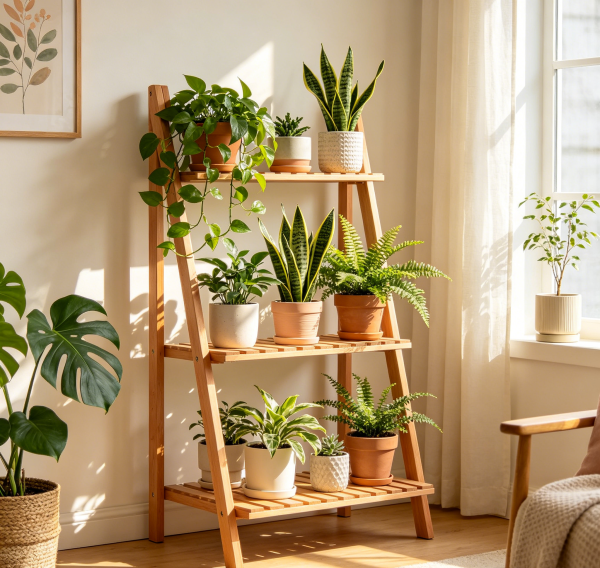 Ladder Style Indoor Plant Shelf